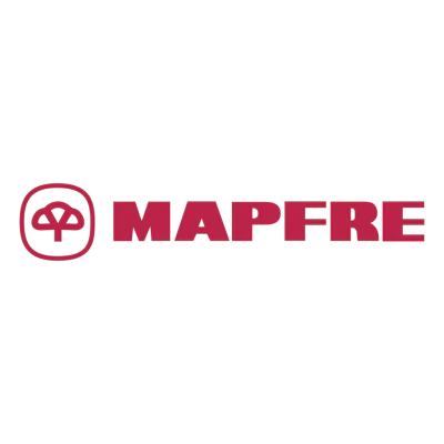 Oftalmólogo en Marbella 7 Logotipo de Mapfre, una compañía global de seguros y servicios financieros, representado en color rojo sobre fondo blanco.