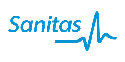 Oftalmólogo en Marbella 6 Logo de Sanitas, una empresa de servicios de salud, con un diseño moderno en color azul.
